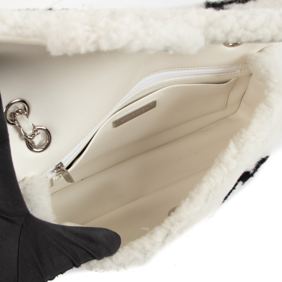 White fluffy hotsell chanel bag