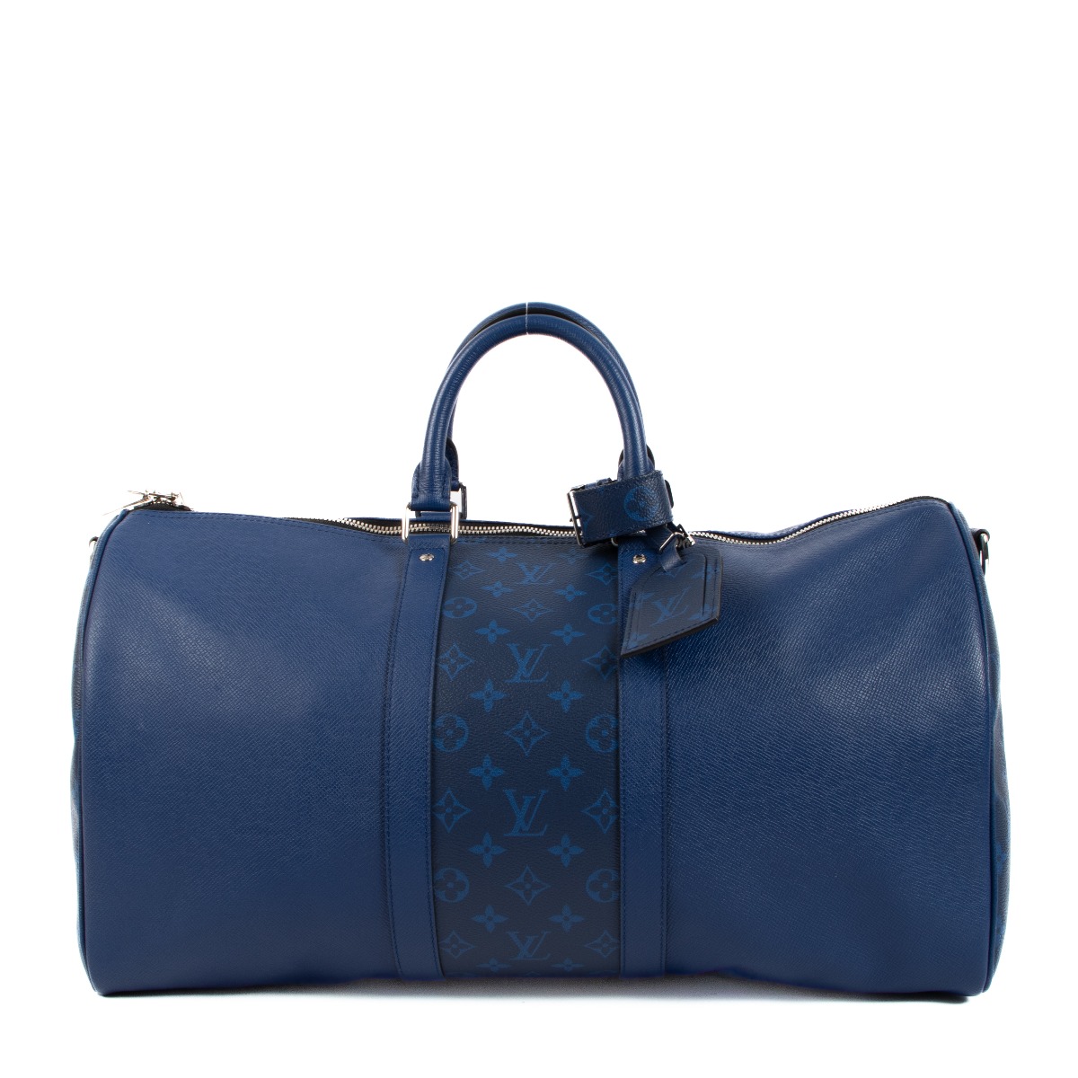 Louis Vuitton Keepall Bandoulière 50 Blue Taigarama Travel Bag