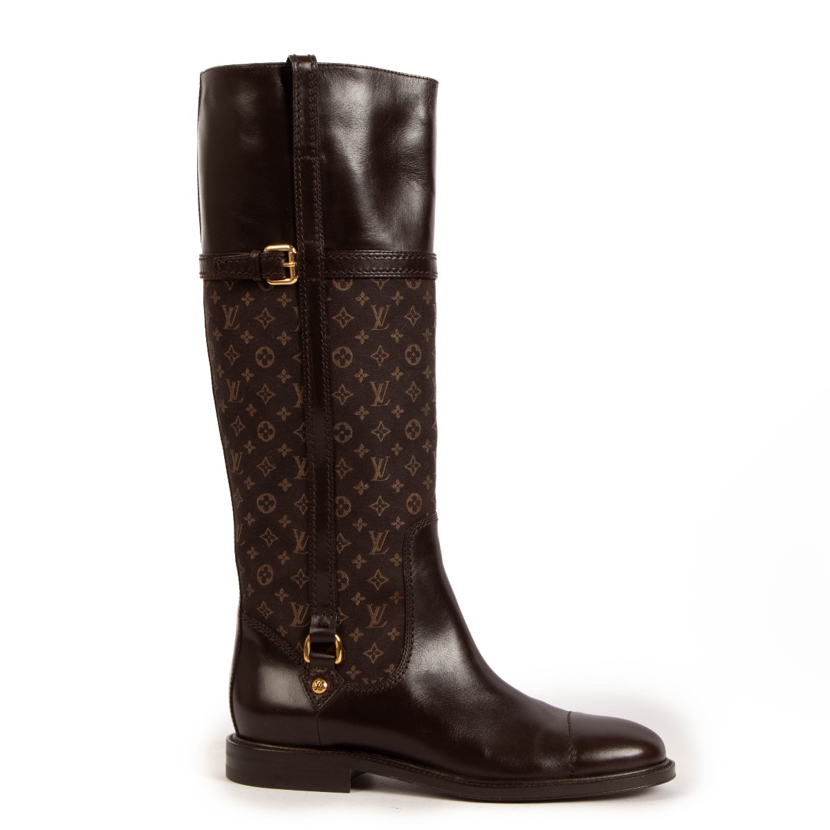 Louis Vuitton Brown Leather And Monogram Canvas Jodie Knee Length