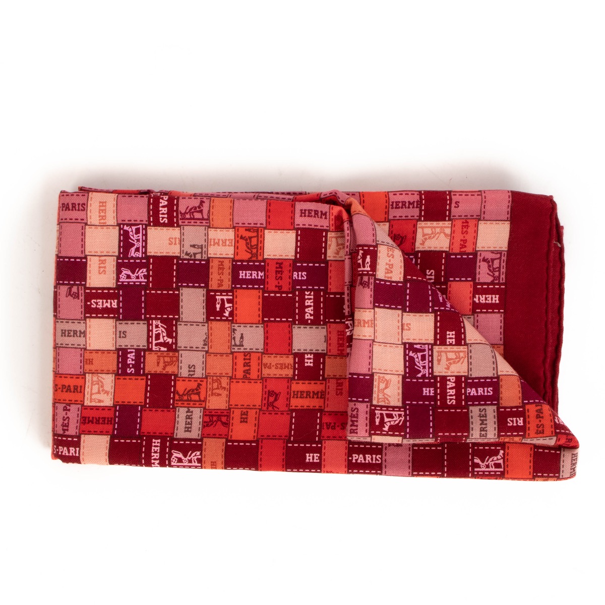 Hermès Red Bolduc Au Carré Cashmere And Silk Scarf ○ Labellov