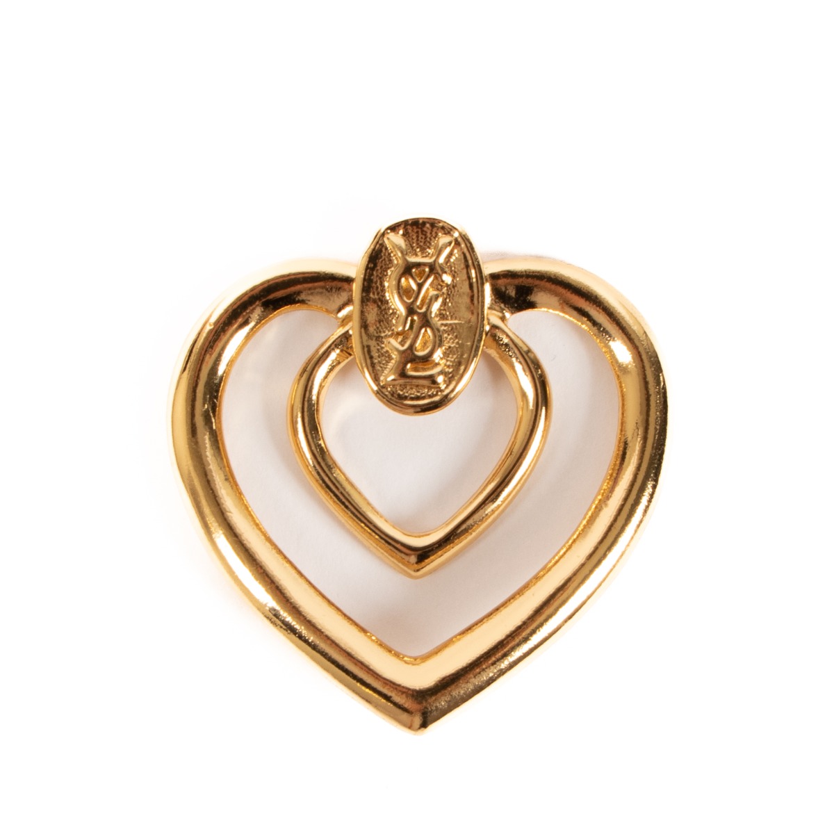 Yves Saint Laurent Vintage Gold Heart Scarf Clip ○ Labellov