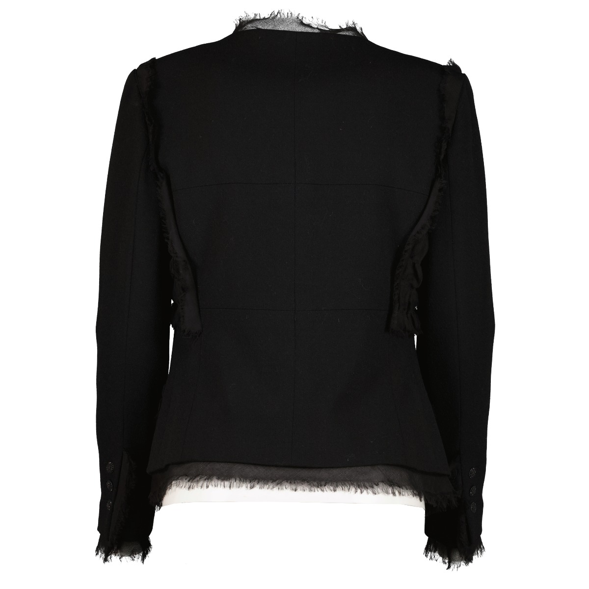 Chanel 04P Black Wool Frayed Edge Jacket ○ Labellov ○ Buy
