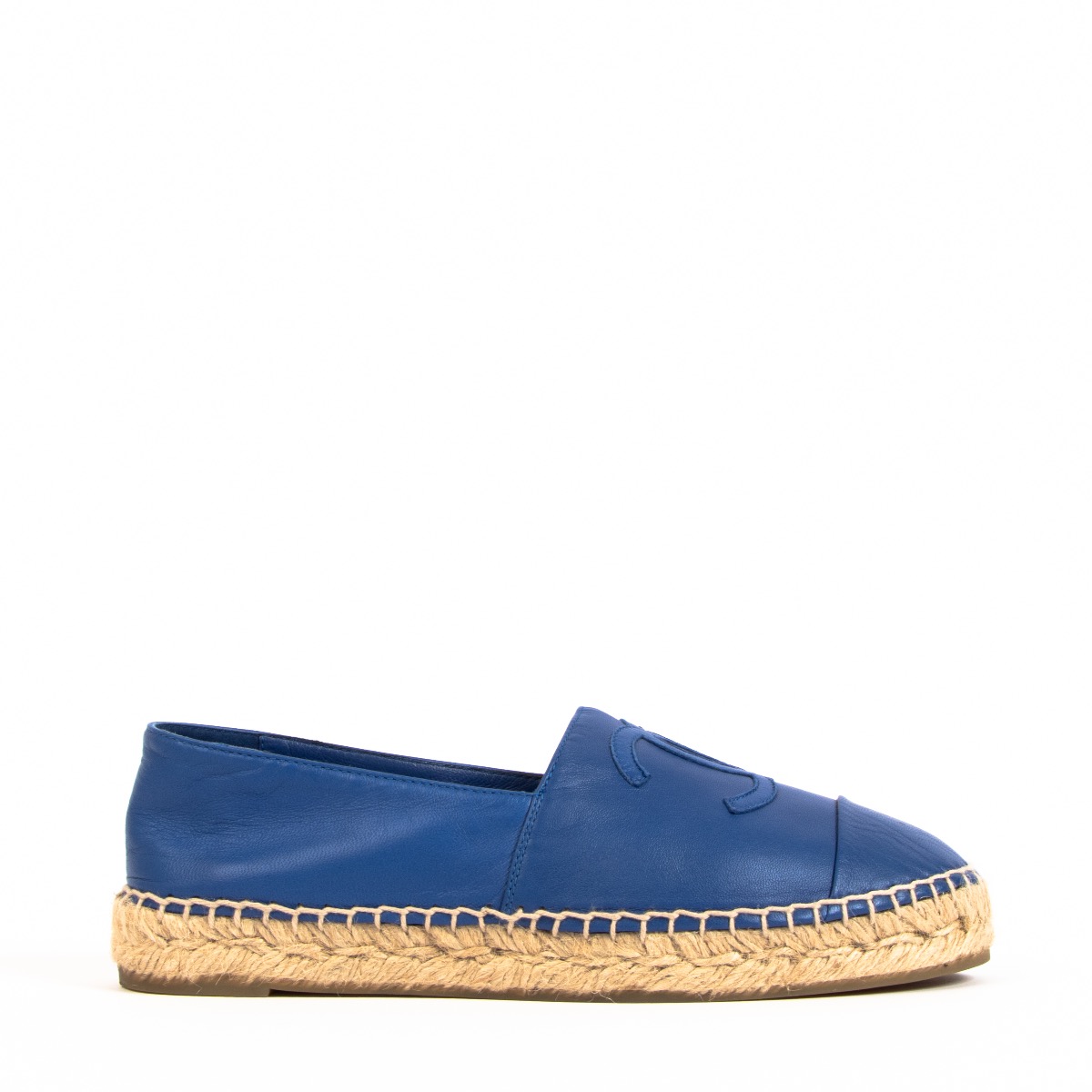 Leather flip flops Chanel Blue size 37 EU in Leather - 11743423