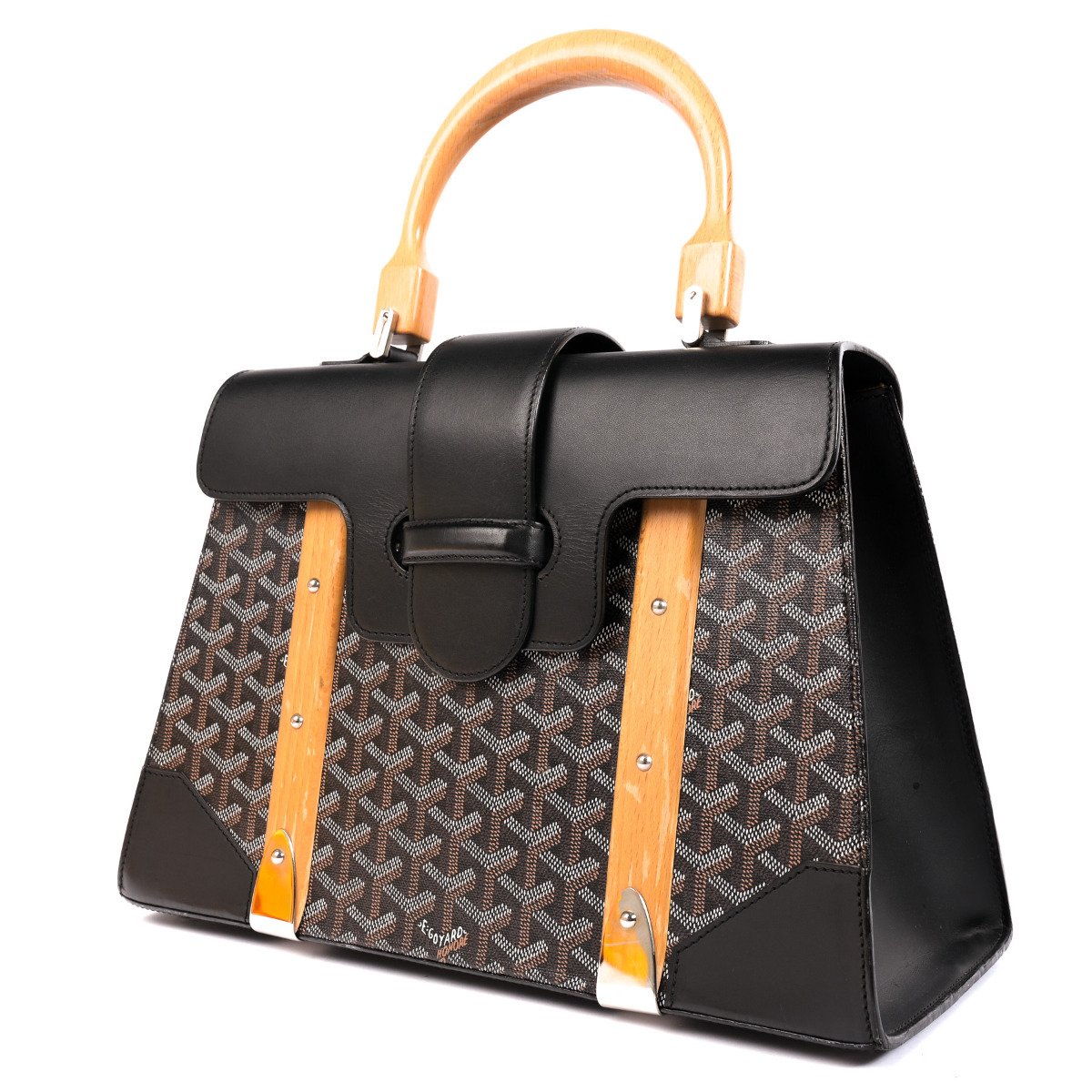 Goyard Black Goyardine Coated Canvas and Leather Saigon MM Top