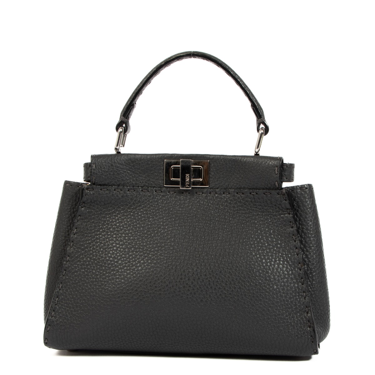Fendi Asphalt Grey Selleria Peekaboo Mini Bag ○ Labellov