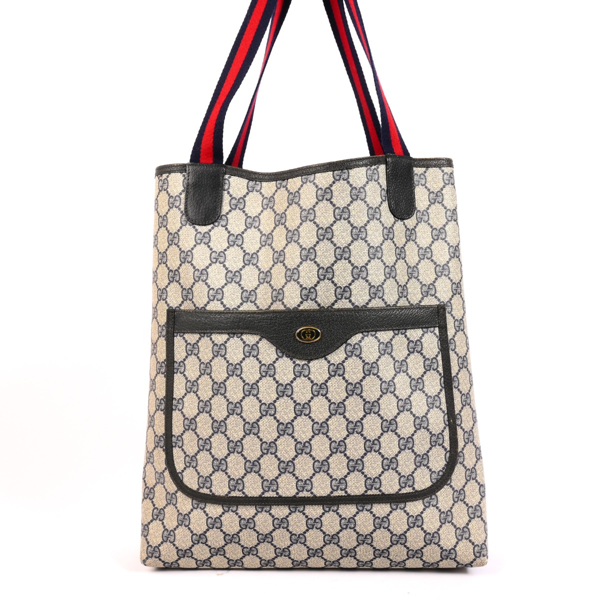 Gucci Vintage Blue GG Supreme Web Tote Bag ○ Labellov ○ Buy and