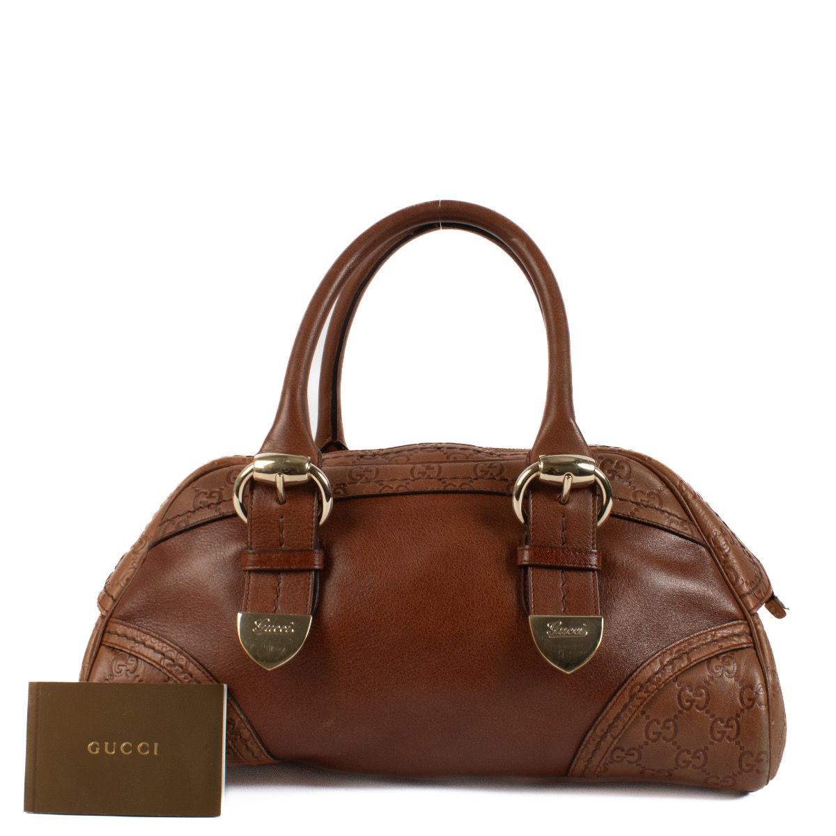 Gucci brown leather handbag top