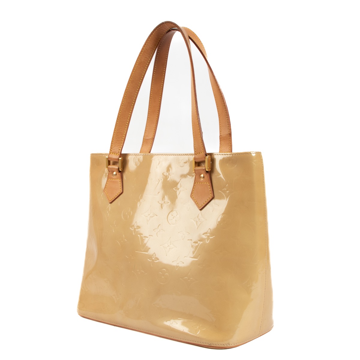 Louis Vuitton Beige Houston Monogram Vernis Tote Bag ○ Labellov
