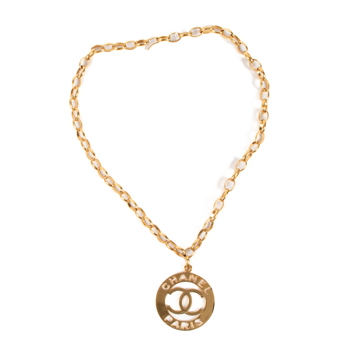 Chanel Vintage Gold CC Cut-Out Medallion Necklace