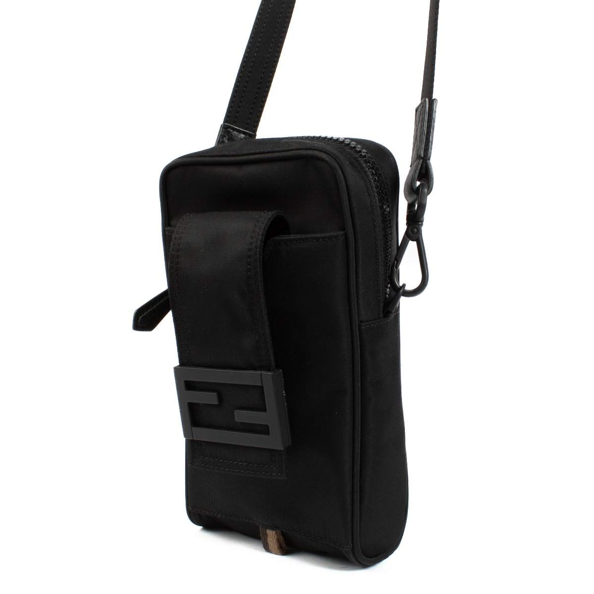 Fendi Black Nylon Baguette Phone Pouch Bag ○ Labellov