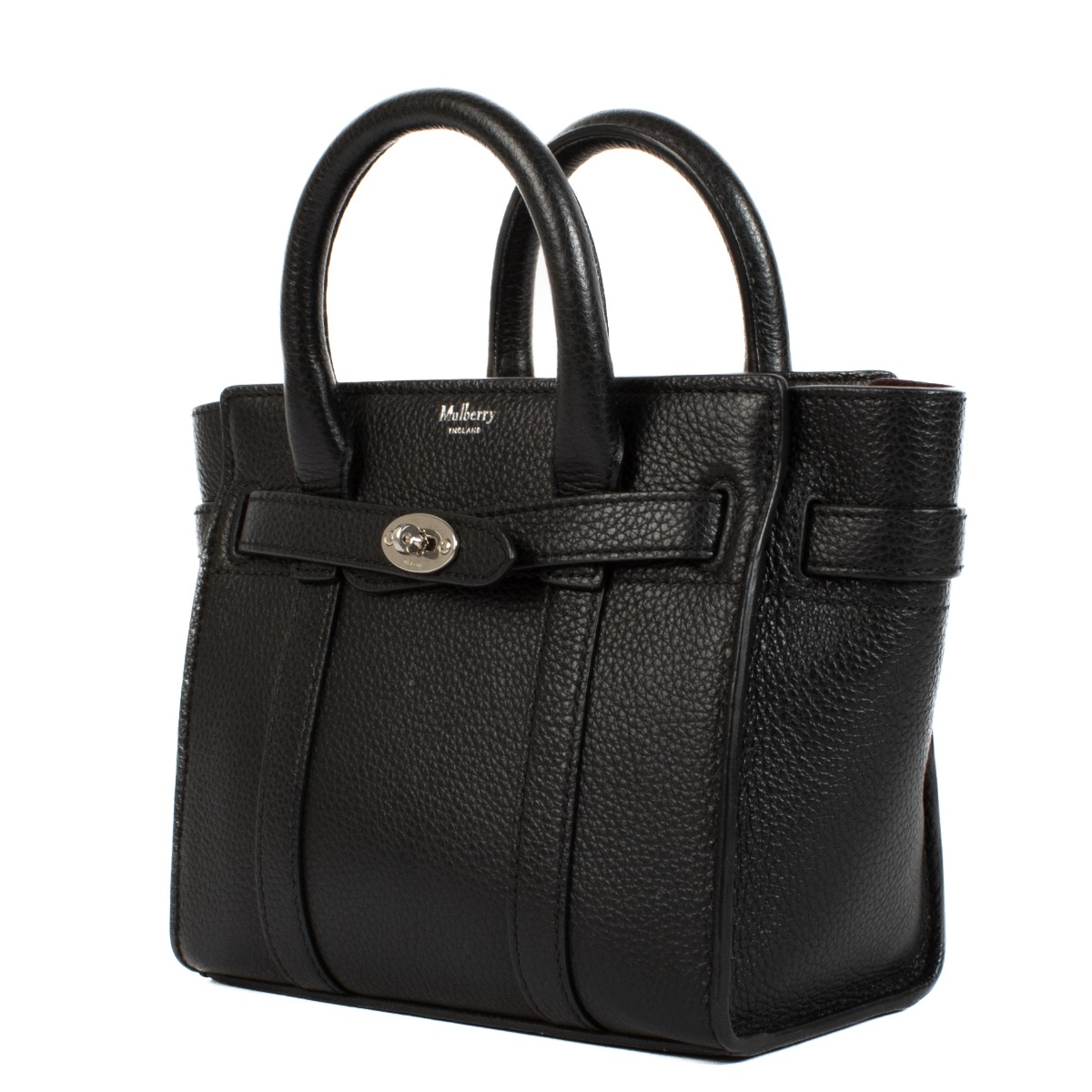 【関税込み】MULBERRY MICRO ZIPPED BAYSWATER' HANDBAG Mulberry Black Classic Grain Micro Zipped Bayswater Bag