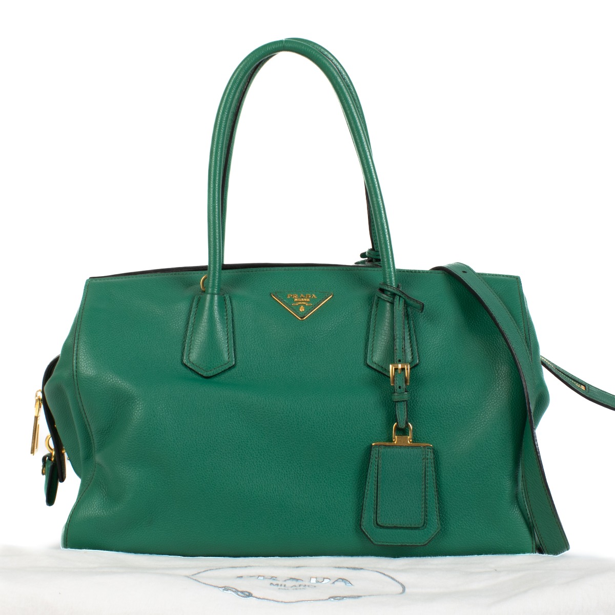 Prada green sales tote bag