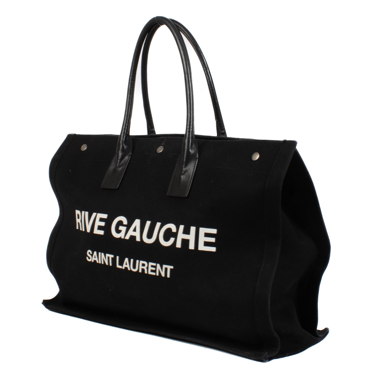Saint Laurent Black Canvas Rive Gauche Tote Bag ○ Labellov