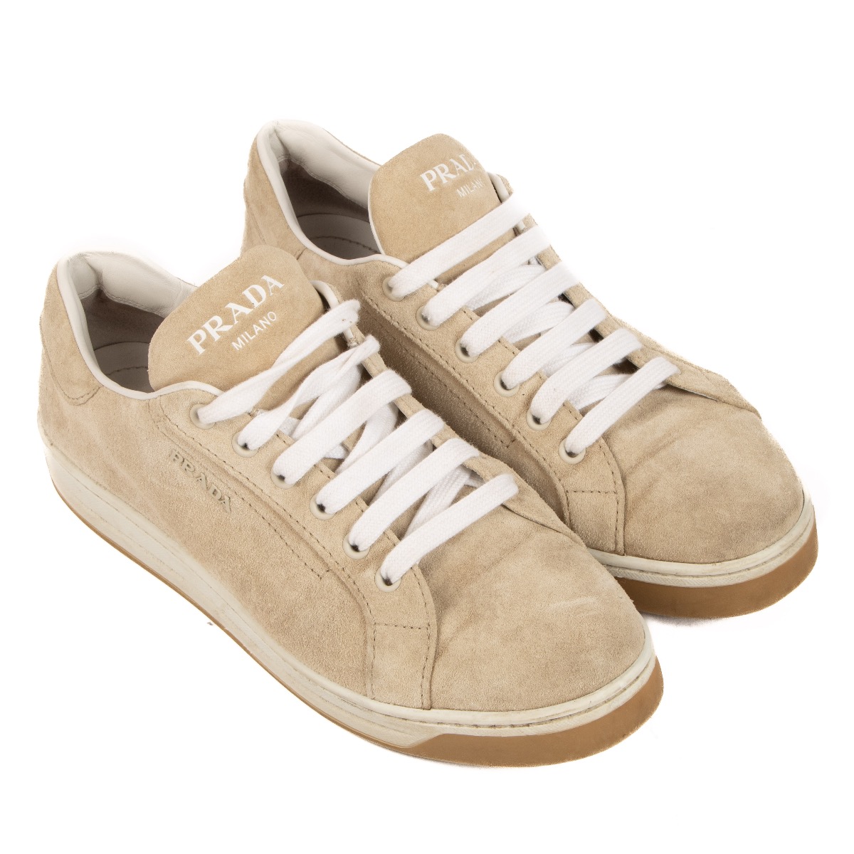 Prada Beige Suede Sneakers size 39 5 Labellov Buy and Sell Authentic Luxury