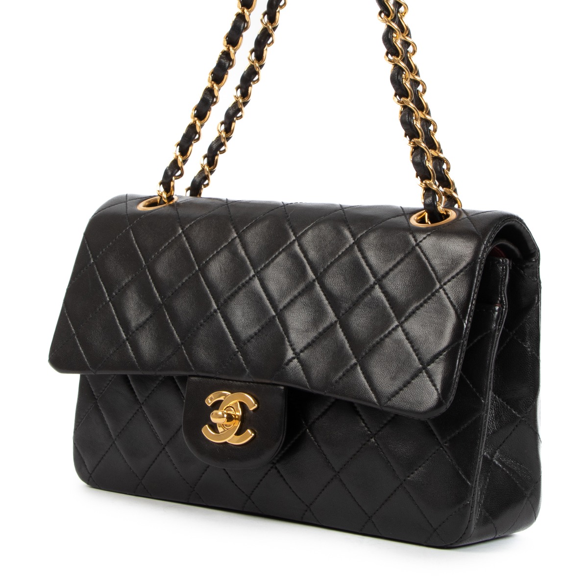 Chanel Vintage Black Lambskin Small Classic Flap Bag ○ Labellov