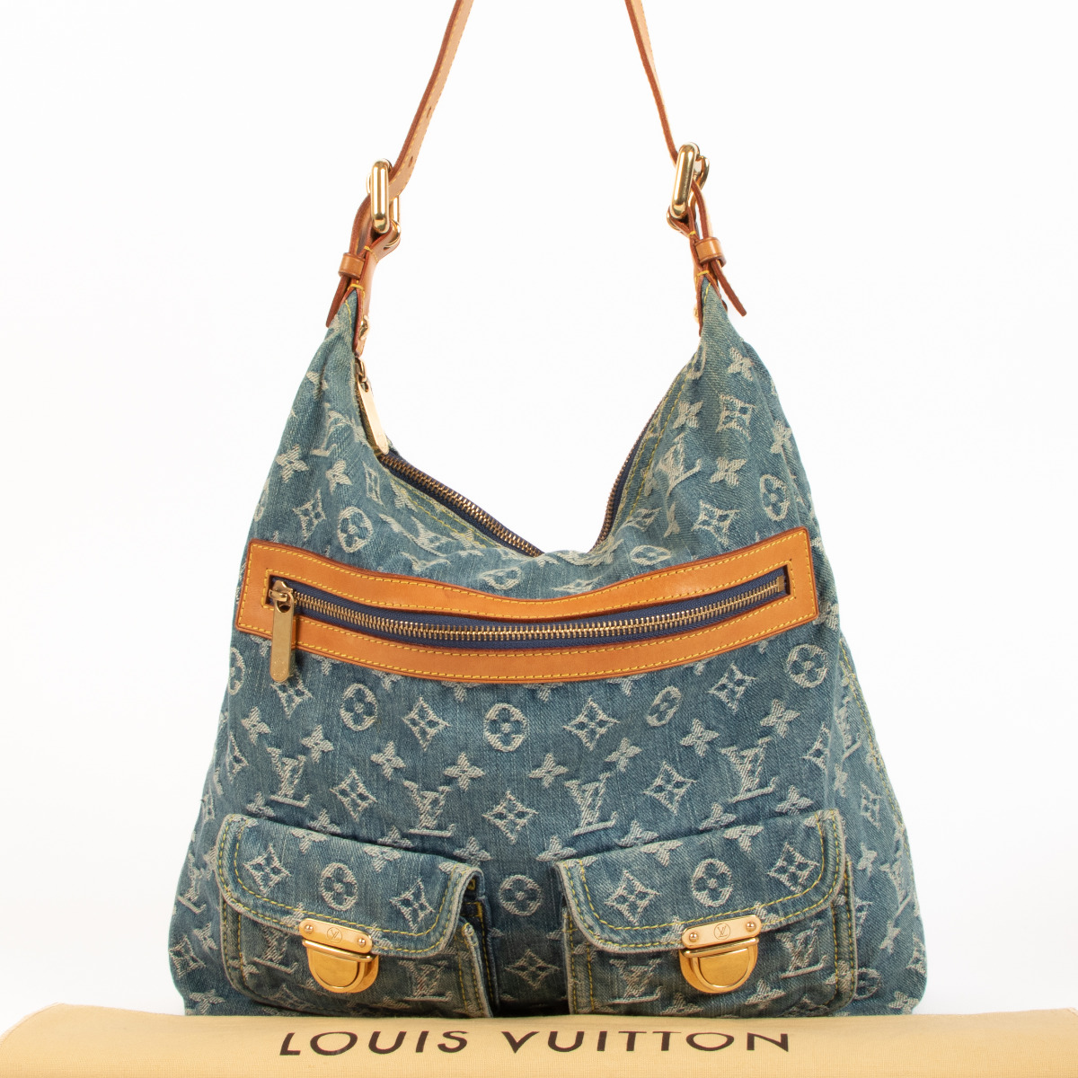 Louis Vuitton, Bags, Authentic Louis Vuitton Baggy Handbag Green Denim  Monogram Gm