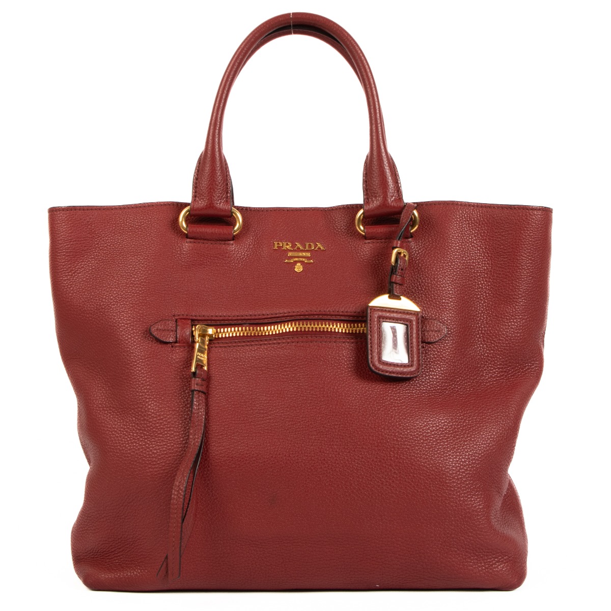 Prada Red Vitello Daino Shopping Tote Bag Labellov Buy and