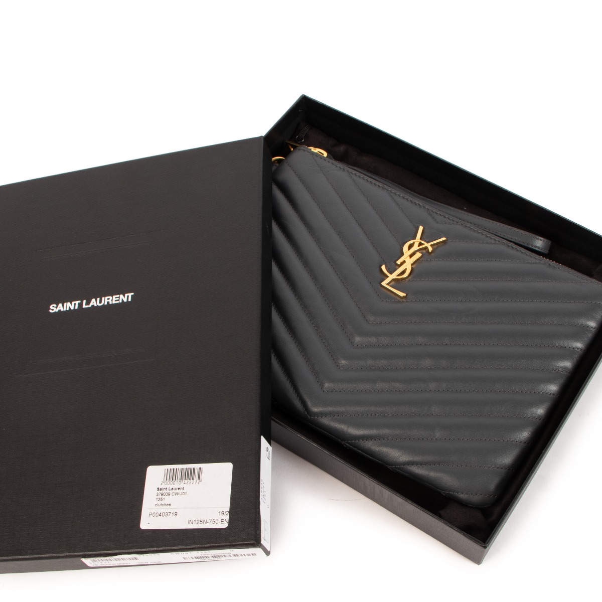 Saint Laurent Grey Cassandre Matelassé Leather A5 Pouch