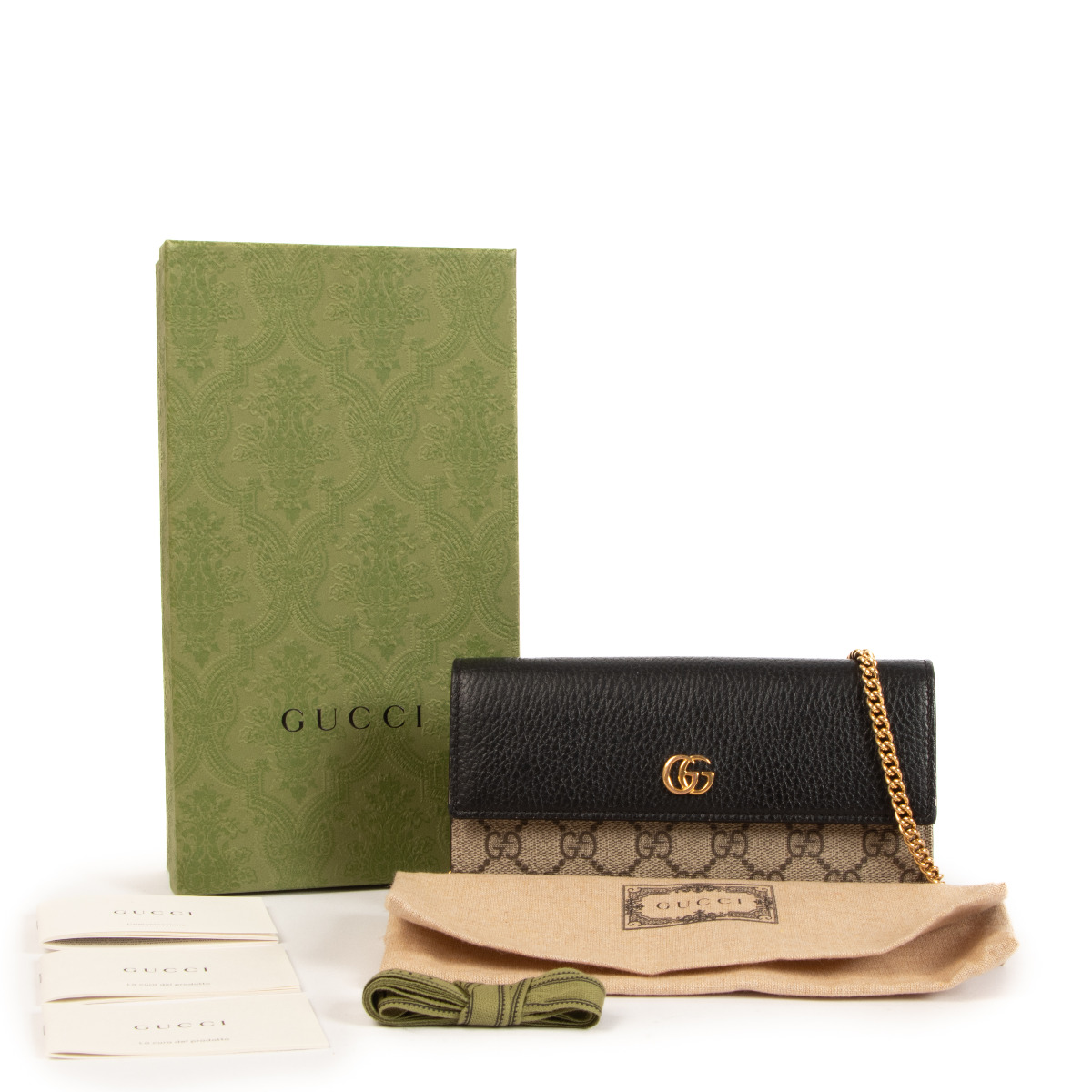 Gucci Monogram Canvas GG Marmont Chain Wallet ○ Labellov