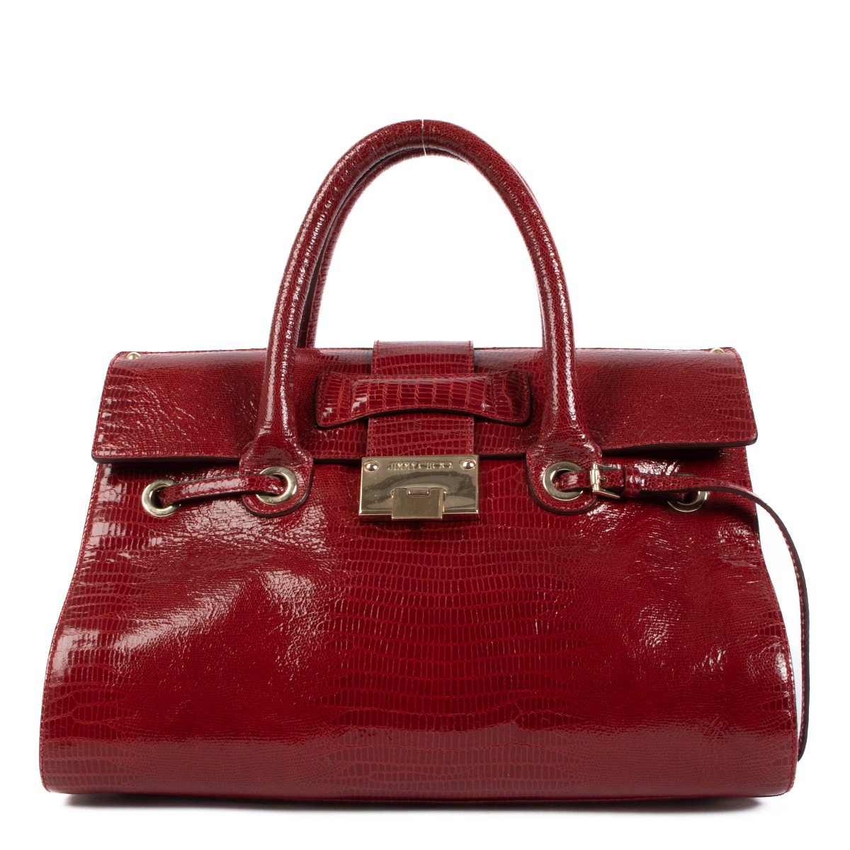 Jimmy Choo Rosalie Red Lizard Embossed Handbag Labellov Buy and Sell Authentic Luxury