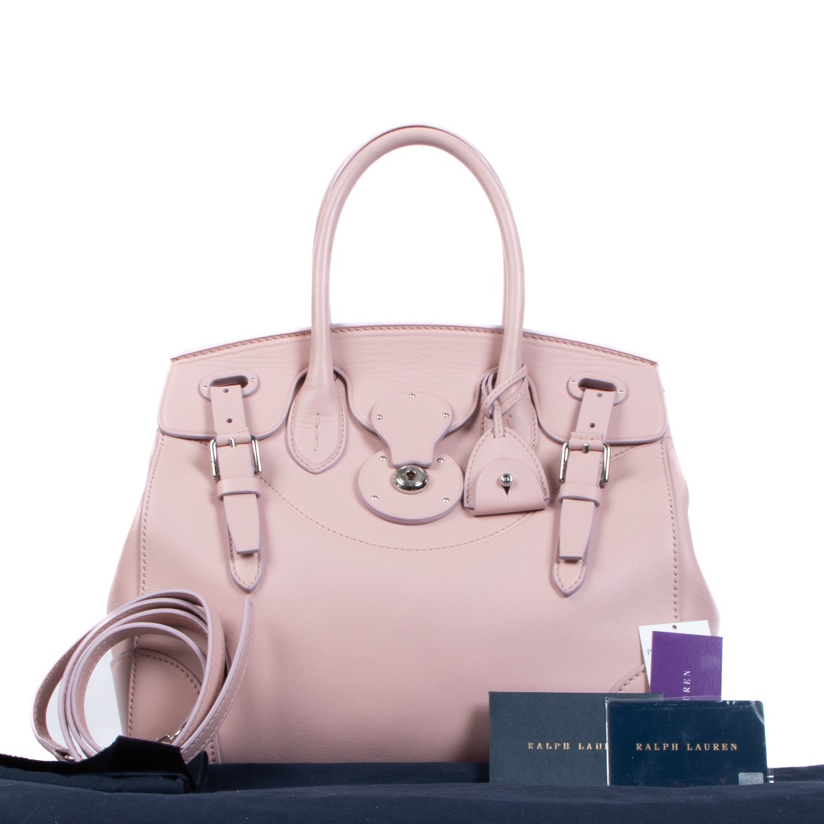 【RALPH LAUREN】PINK Canvas Ricky Tote bag Ralph Lauren Pink Ricky Leather/Canvas Handbag 38×37.5×16cm
