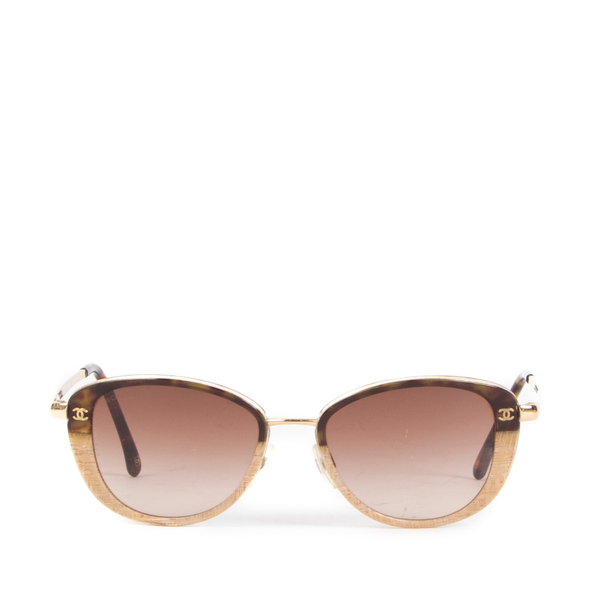シャネル Chanel Black and White Tweed Print Frame Sunglasses-4183