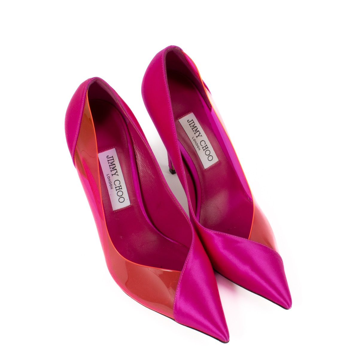 JIMMY CHOO ピンク リボン ハイヒール 36 JCロゴ付き Ballet Pink パテントレザー・ポインテッド トゥ