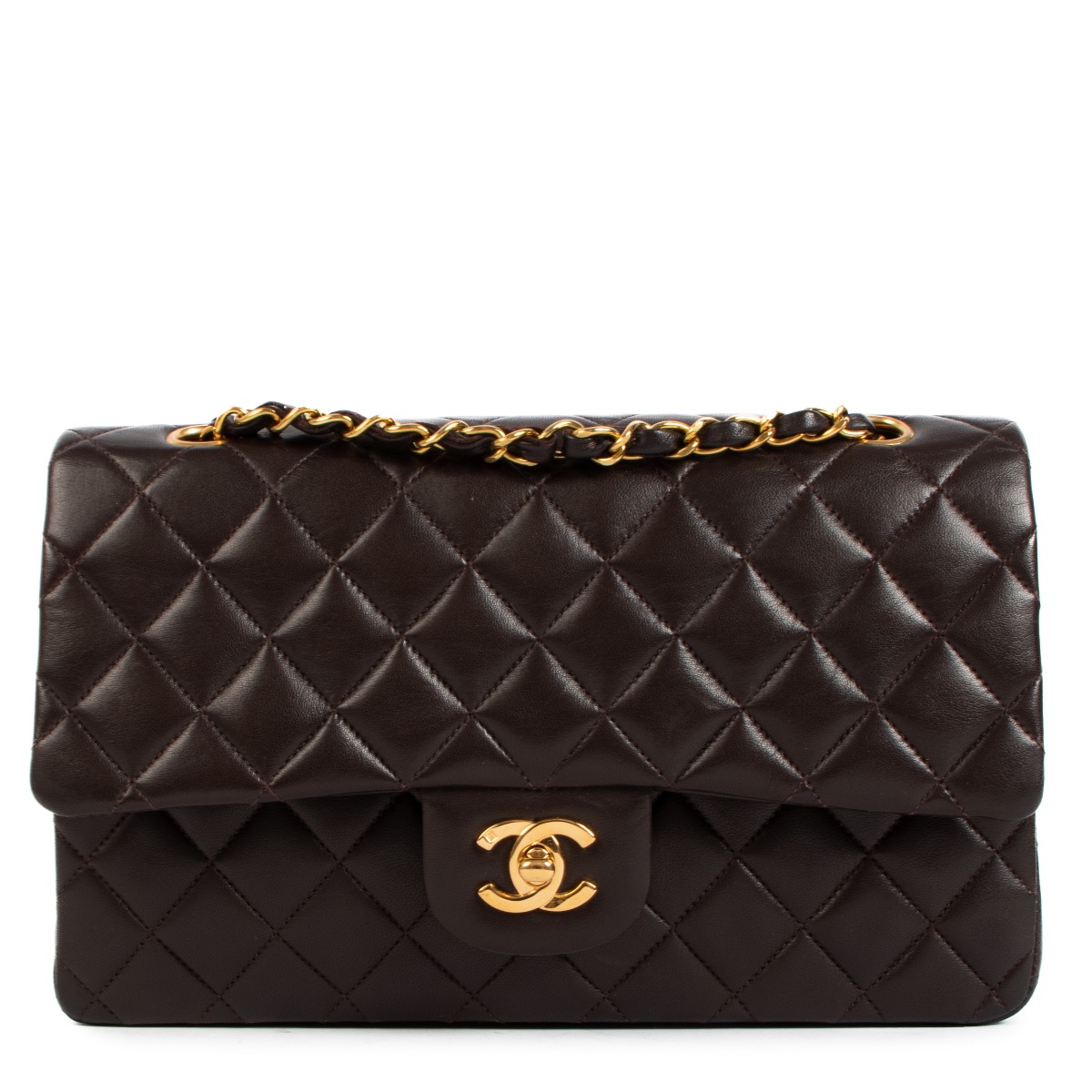 Chanel Vintage Brown Lambskin Medium Classic Flap Bag ○ Labellov