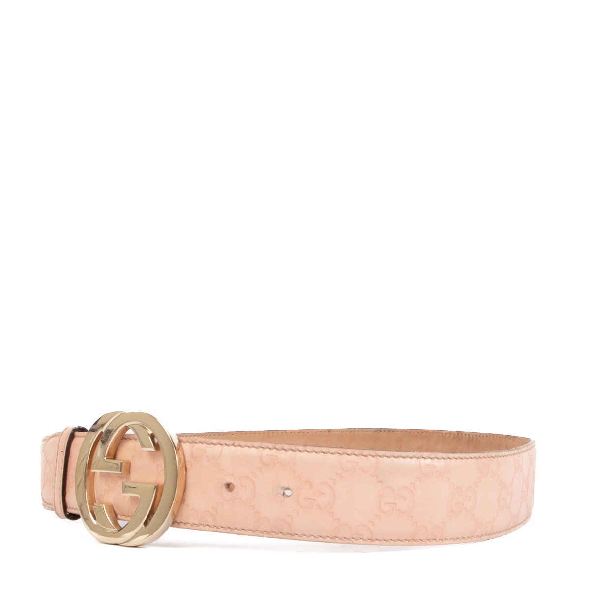 GUCCI ベルト アイボリー Gucci Light Pink Signature Belt - Size 80 ○ Labellov ○ Buy