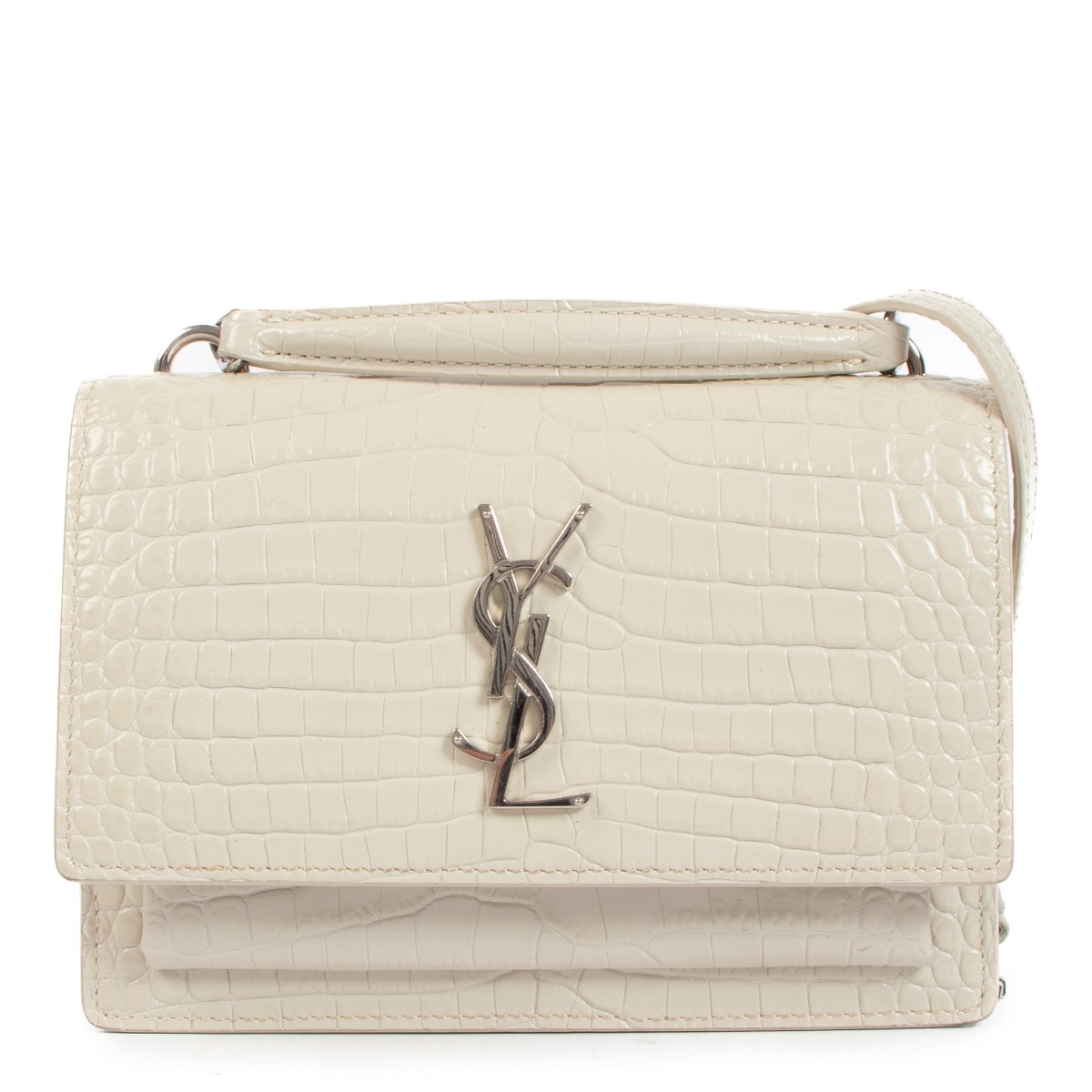 Saint Laurent Sunset Crocodile Embossed Chain Wallet Labellov