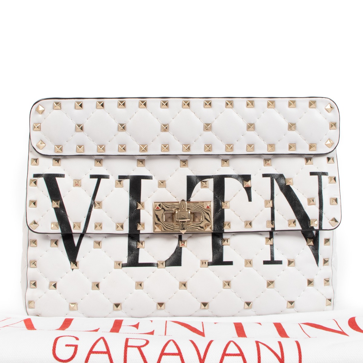 Valentino Garavani White VLTN Medium Rockstud Spike Bag Labellov Buy and Sell Authentic Luxury