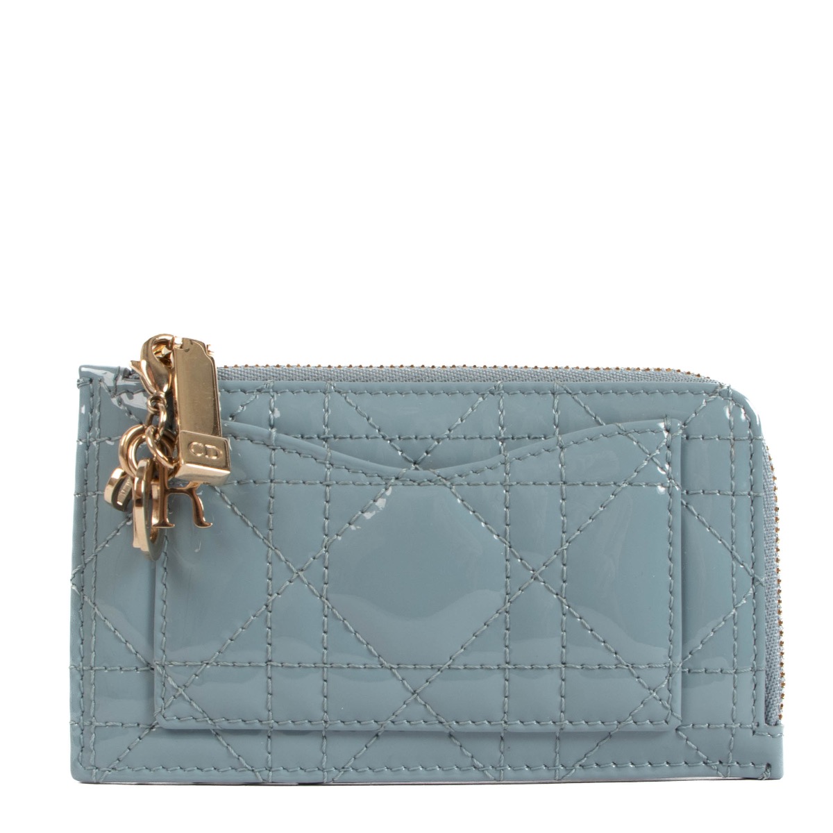 小物 Dior And Shawn Zipped Card Holder Blue CHRISTIAN DIOR X SHAWN STUSSY Grained Calfskin Ox Head Card