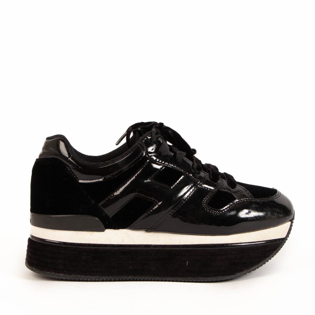Hogan Black Velvet Platform Sneakers size 38 Labellov Buy and Sell Authentic Luxury