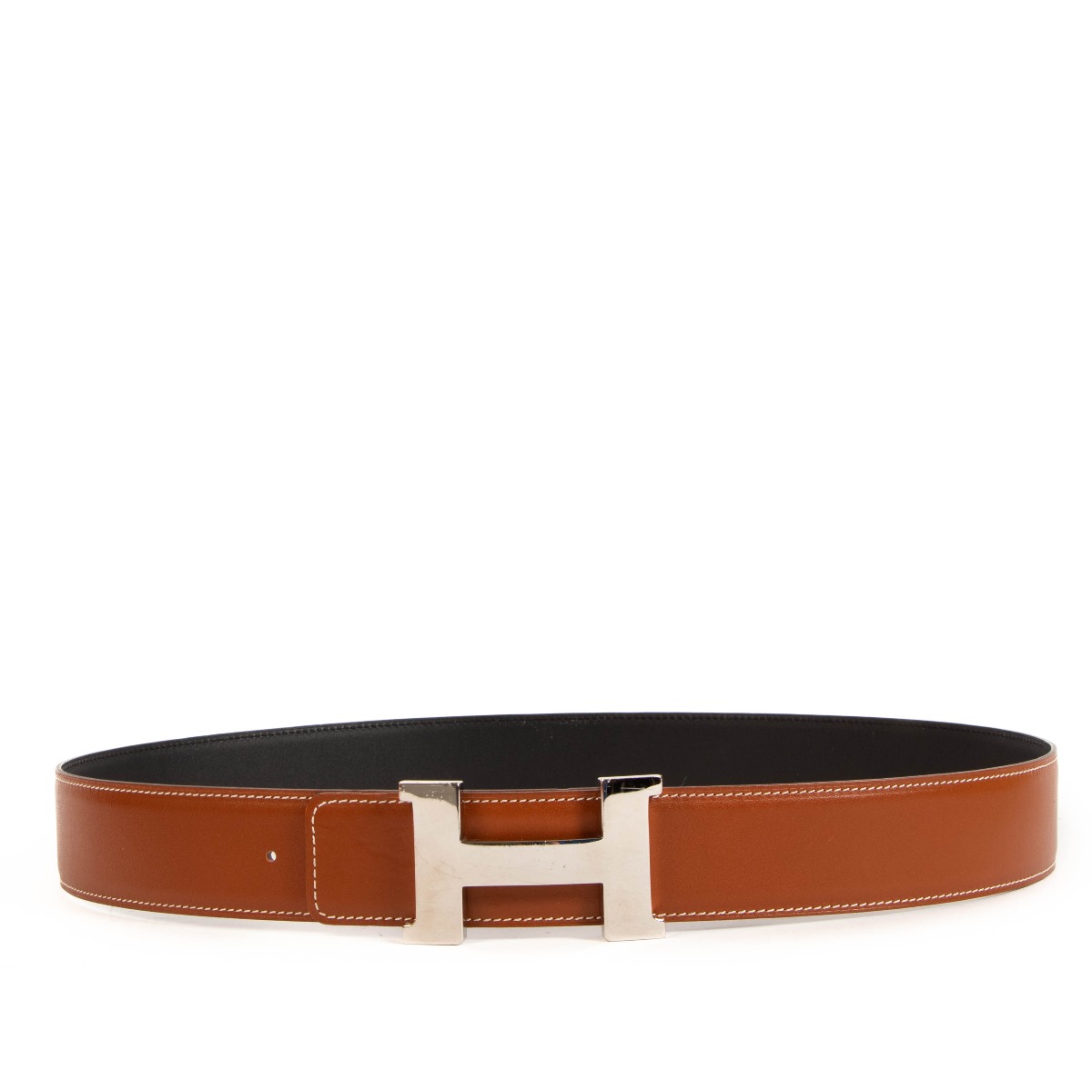 Hermès Reversible Fauve Barenia/Black Box Leather Belt - size 95