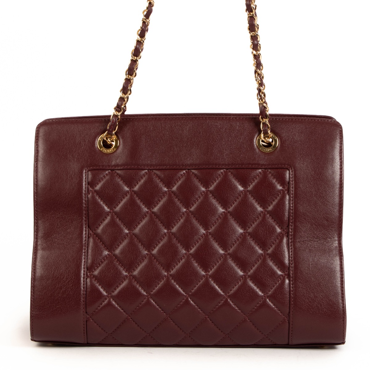 Chanel Burgundy Quilted Leather Shopper Shoulder Bag ○ Labellov