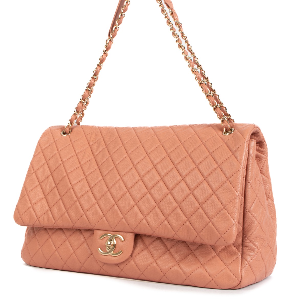 Chanel Pale Pink Zipped Back Pocket Calfskin Flap Bag ○ Labellov