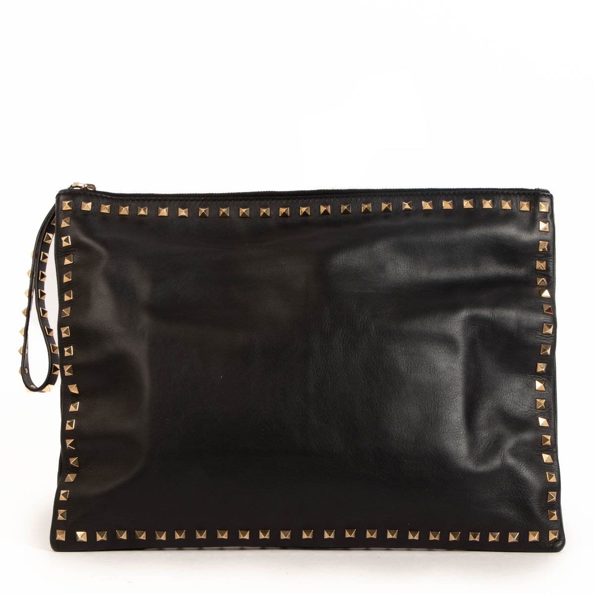 Valentino Garavani Black Rockstud Large Clutch Labellov Buy and Sell Authentic Luxury