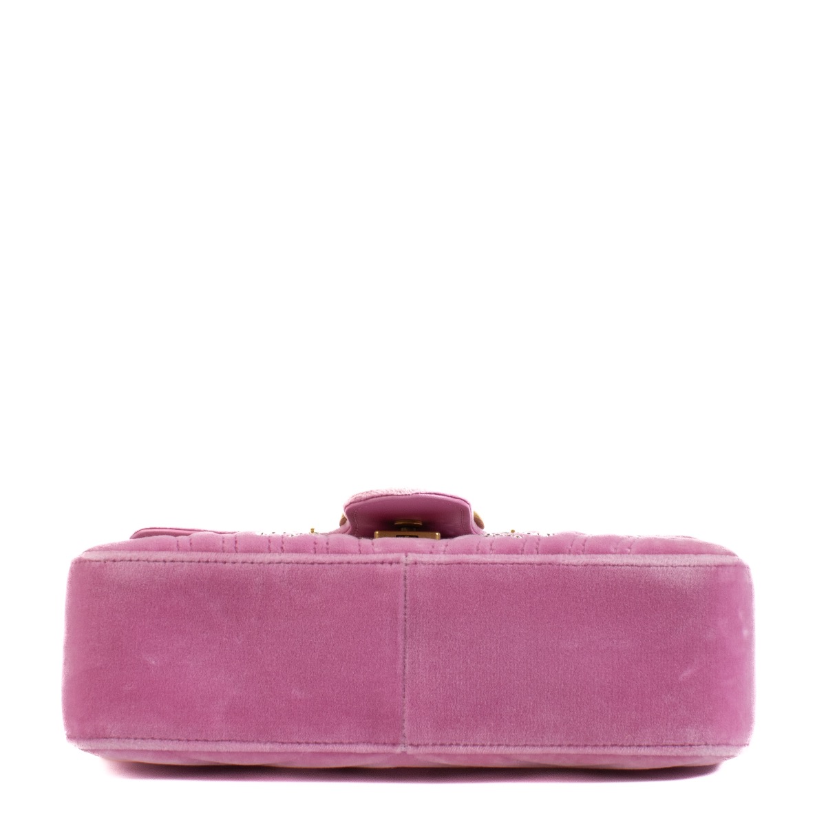 Gucci Pink Velvet Crystals Small GG Marmont Bag ○ Labellov