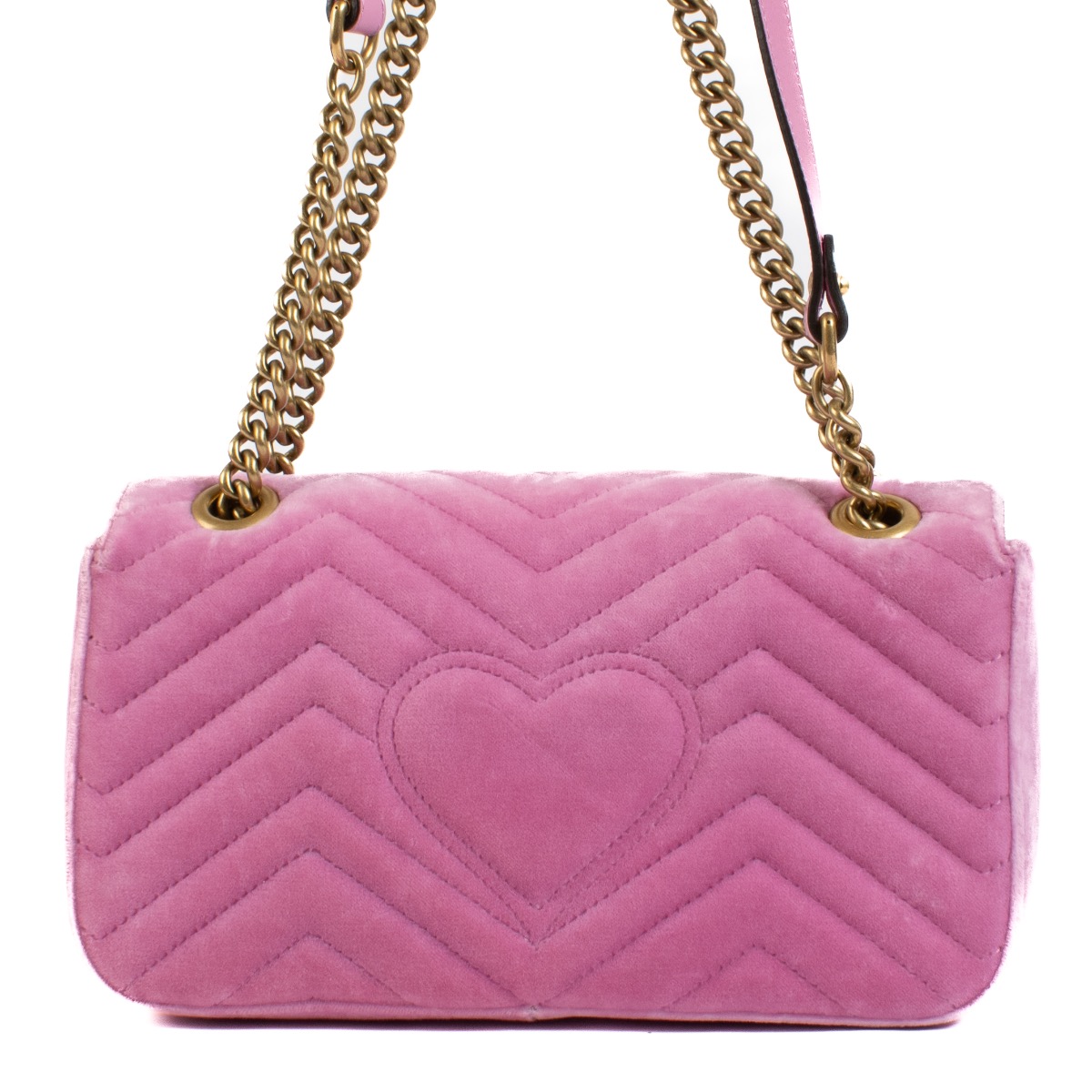 Gucci Pink Velvet Crystals Small GG Marmont Bag ○ Labellov