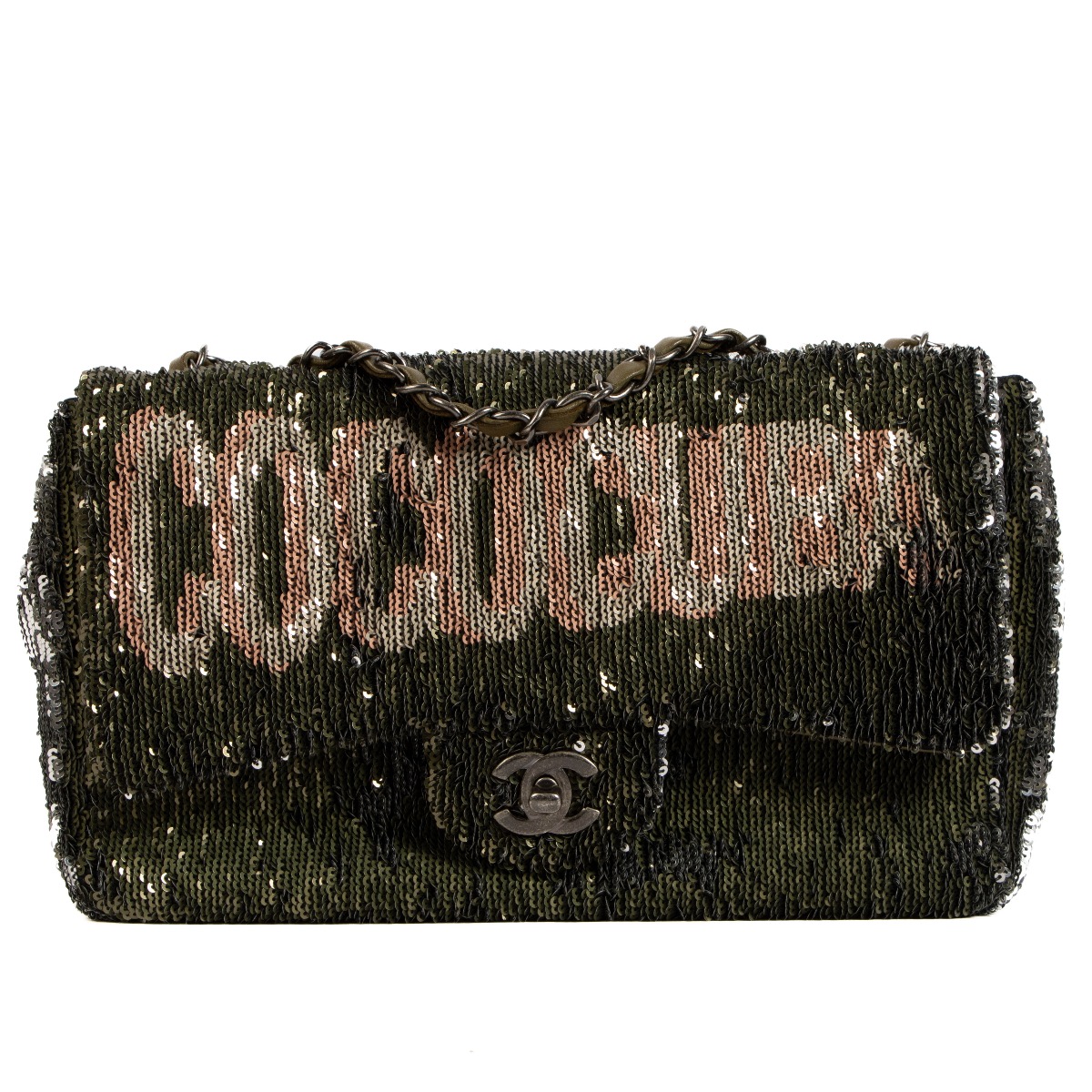 Chanel Khaki Sequin Coco Cuba Classic Flap Bag Labellov Buy