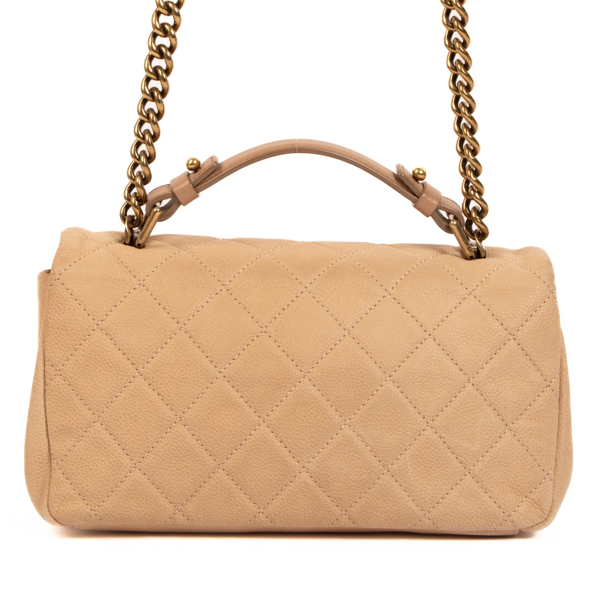 Beige Chanel Small Quilted Lambskin Funky Town Flap Shoulder