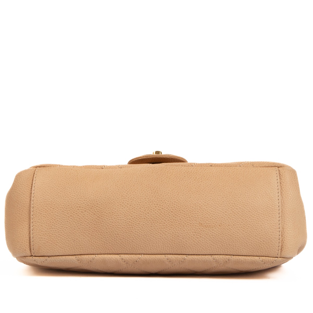 Chanel Beige Shimmer Caviar Flap Bag With Handle ○ Labellov