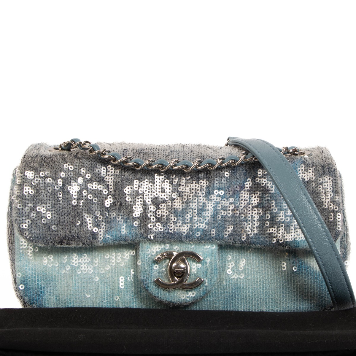 Chanel Blue Sequins Waterfall Belt Bag - Vintage Lux