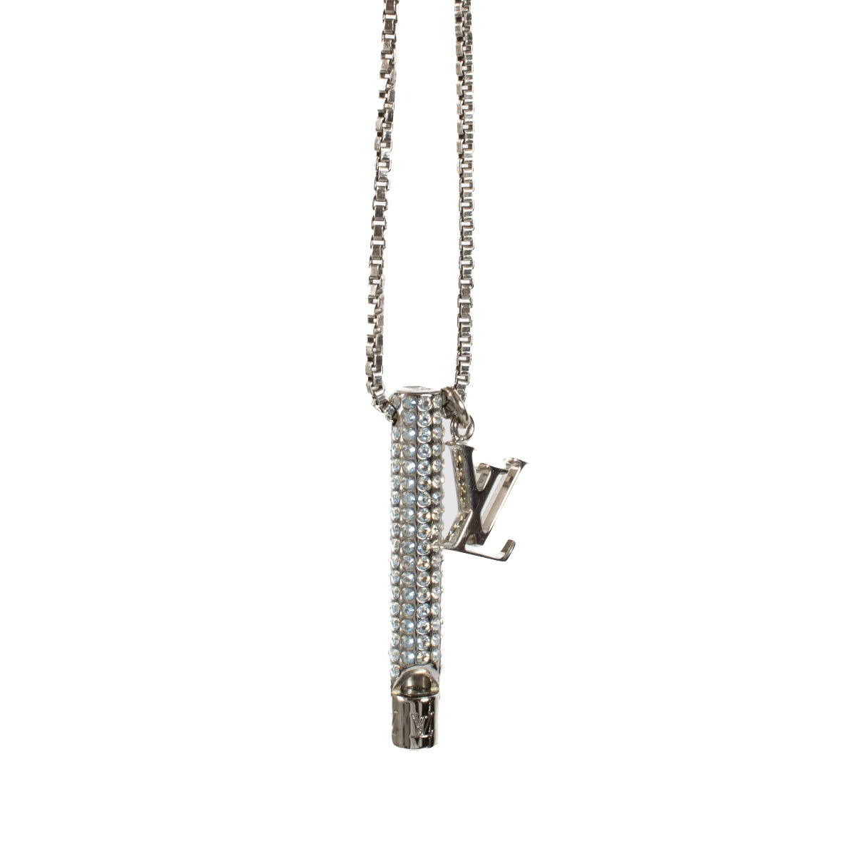 Louis Vuitton Silver Crystal Whistle Necklace ○ Labellov