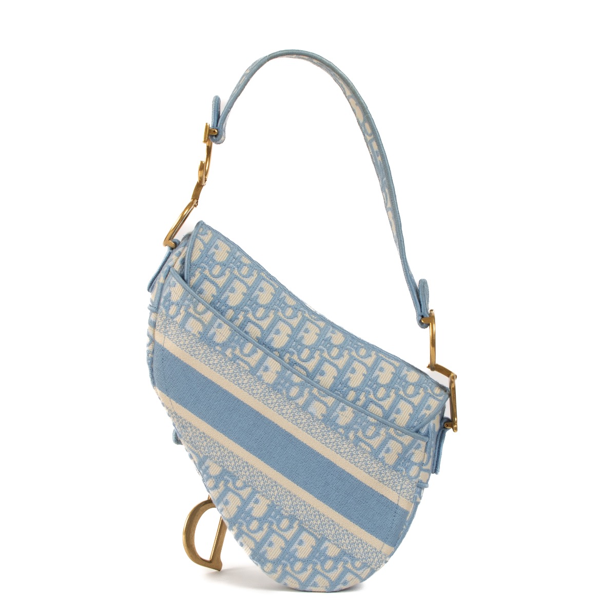 【ヴィンテージ】Rank:A☆Dior BLUE Oblique フォンホルダー ll09481_dior_denim_saddle_bag-