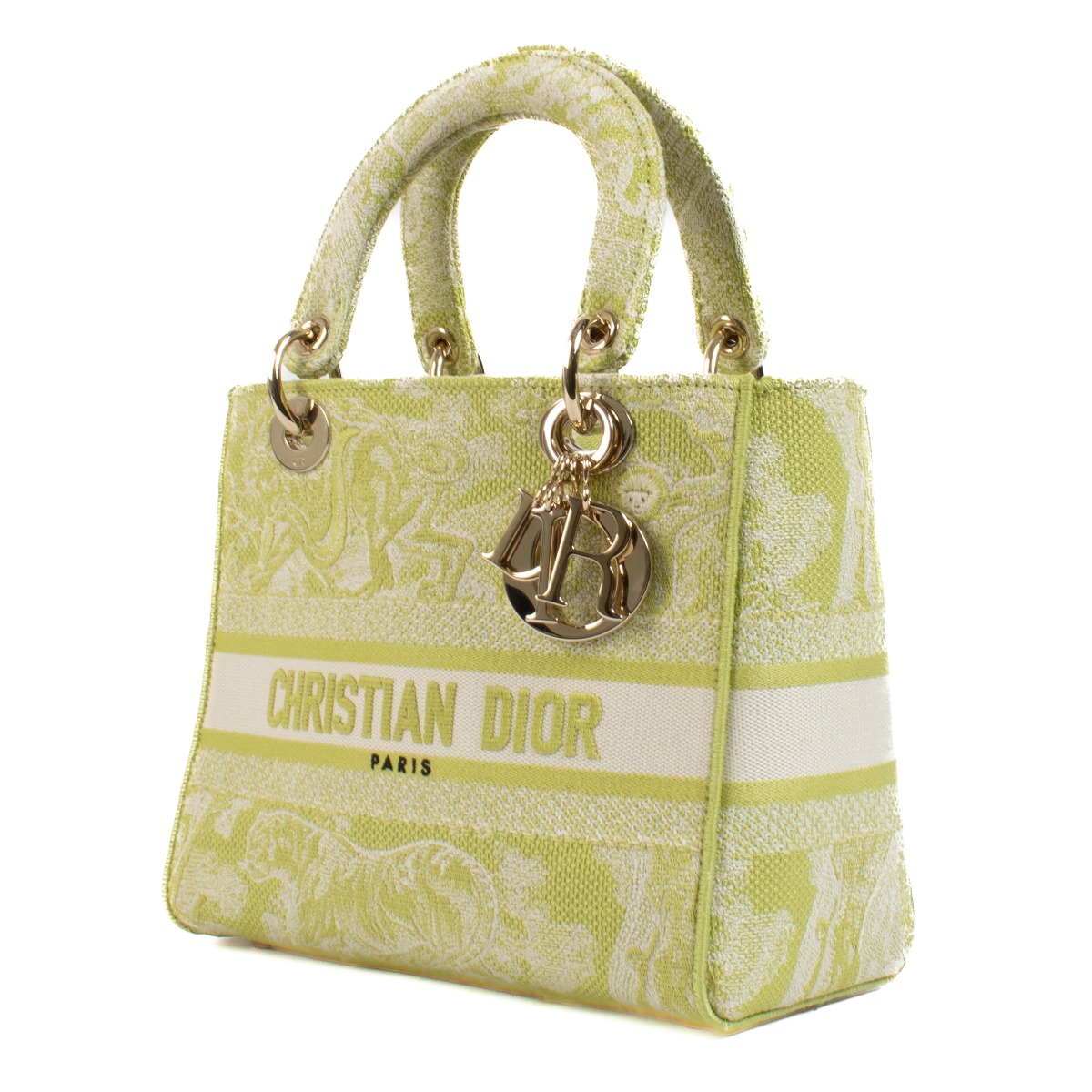 Christian Dior Green Toile De Jouy Medium Lady D-Lite Bag