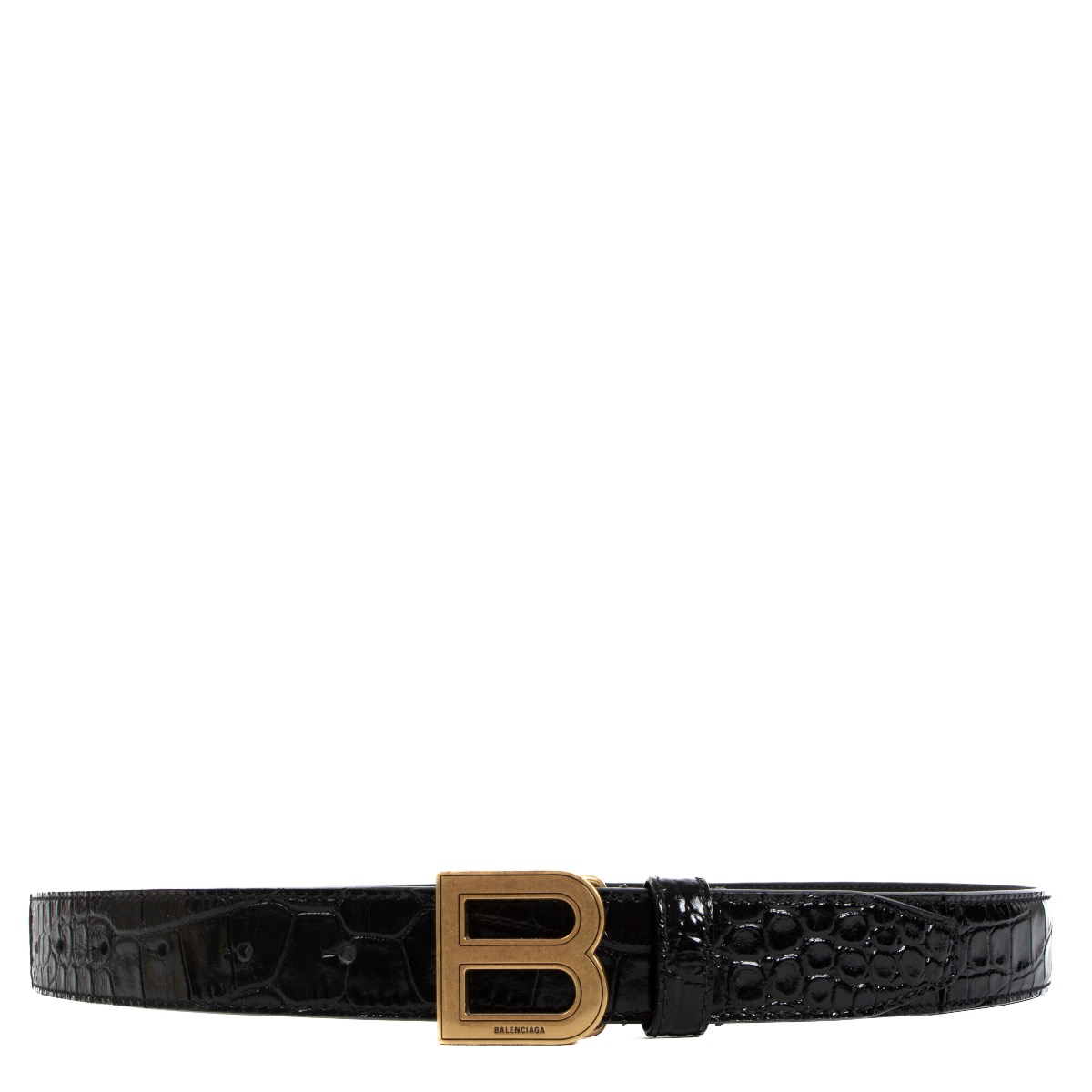 Balenciaga Black Crocodile Embossed Belt - size 80