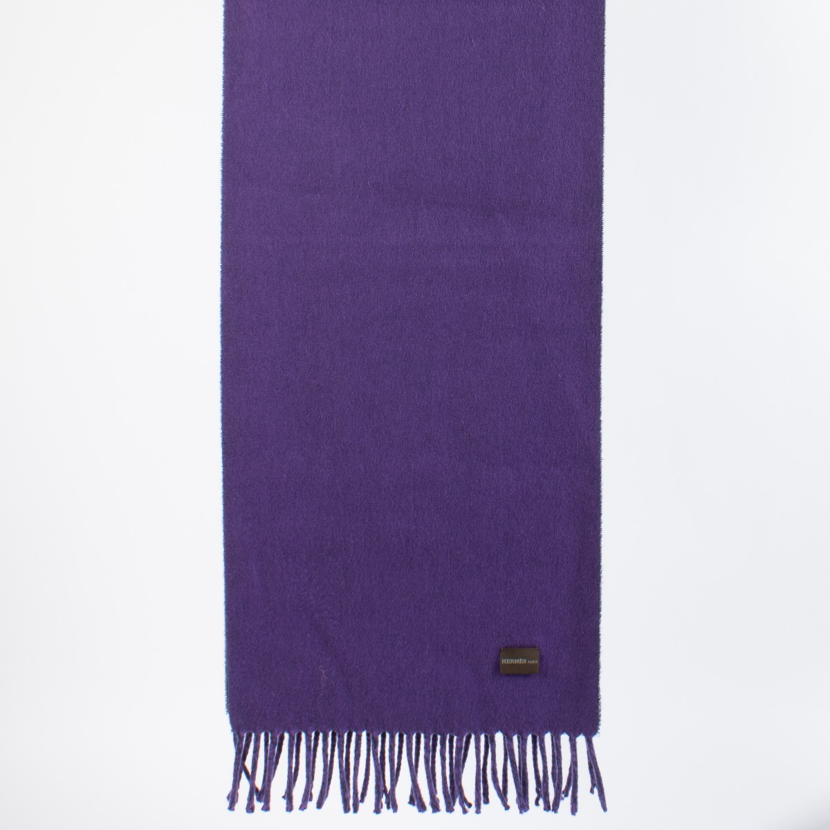 Hermes Reversible Purple Cashmere Muffler Scarf ○ Labellov