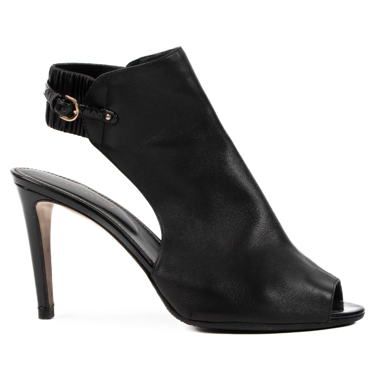 Sergio Rossi Black Leather Open Sandals Labellov Buy and