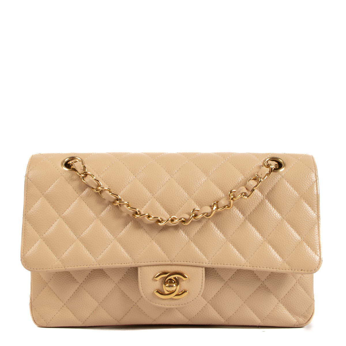 Chanel Classic Medium Double Flap 21A Gray/Grey Quilted Caviar